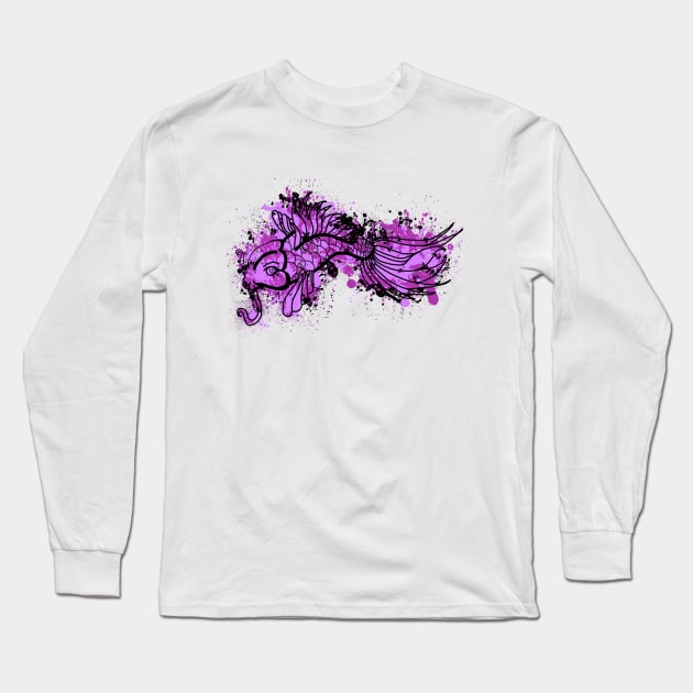 Purple Koi Splash Long Sleeve T-Shirt by Not Meow Designs 